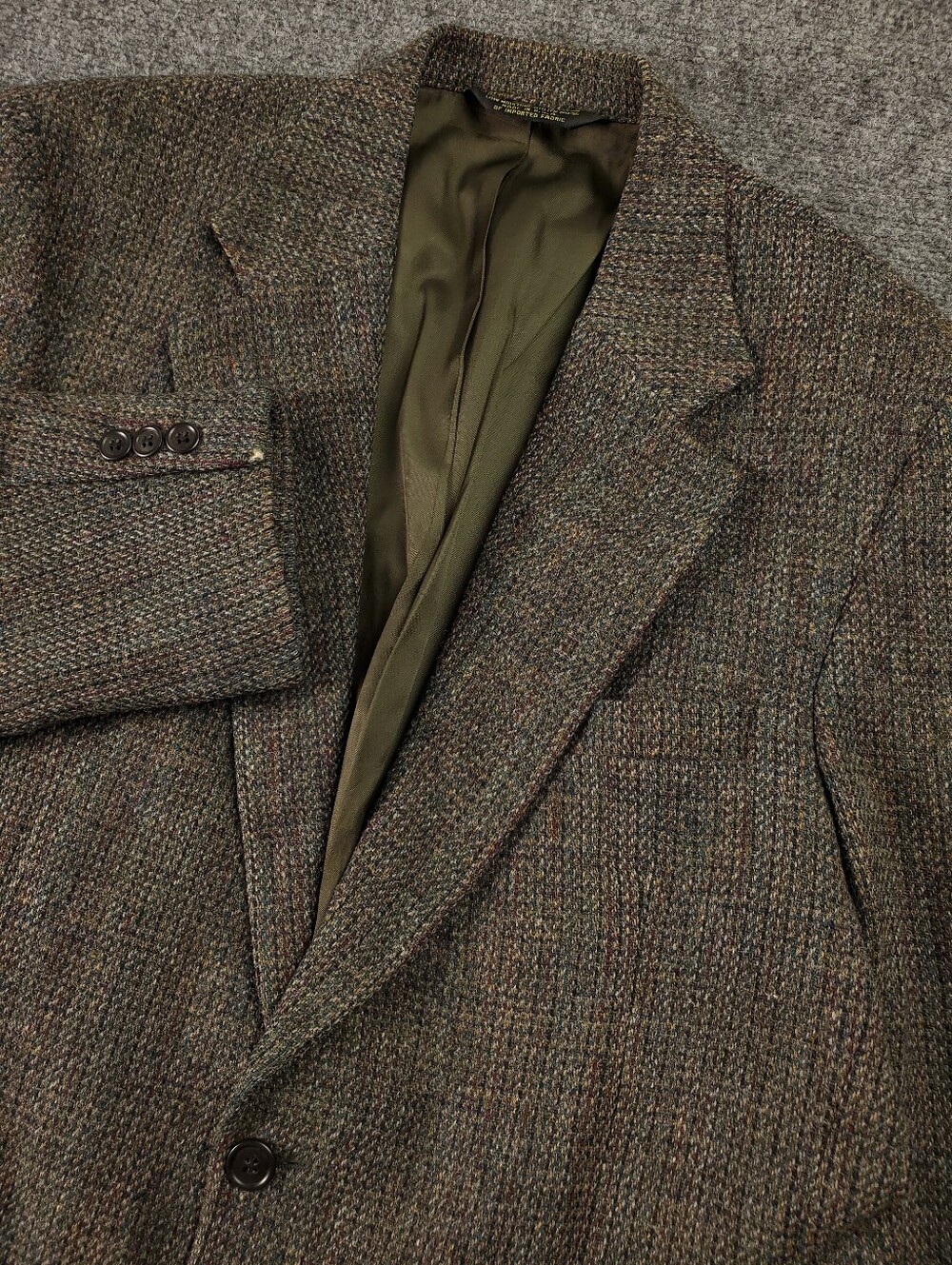 Vintage Harris Tweed Anderson Little Sport Coat 44R Wool Brown Rust Tan Jacket